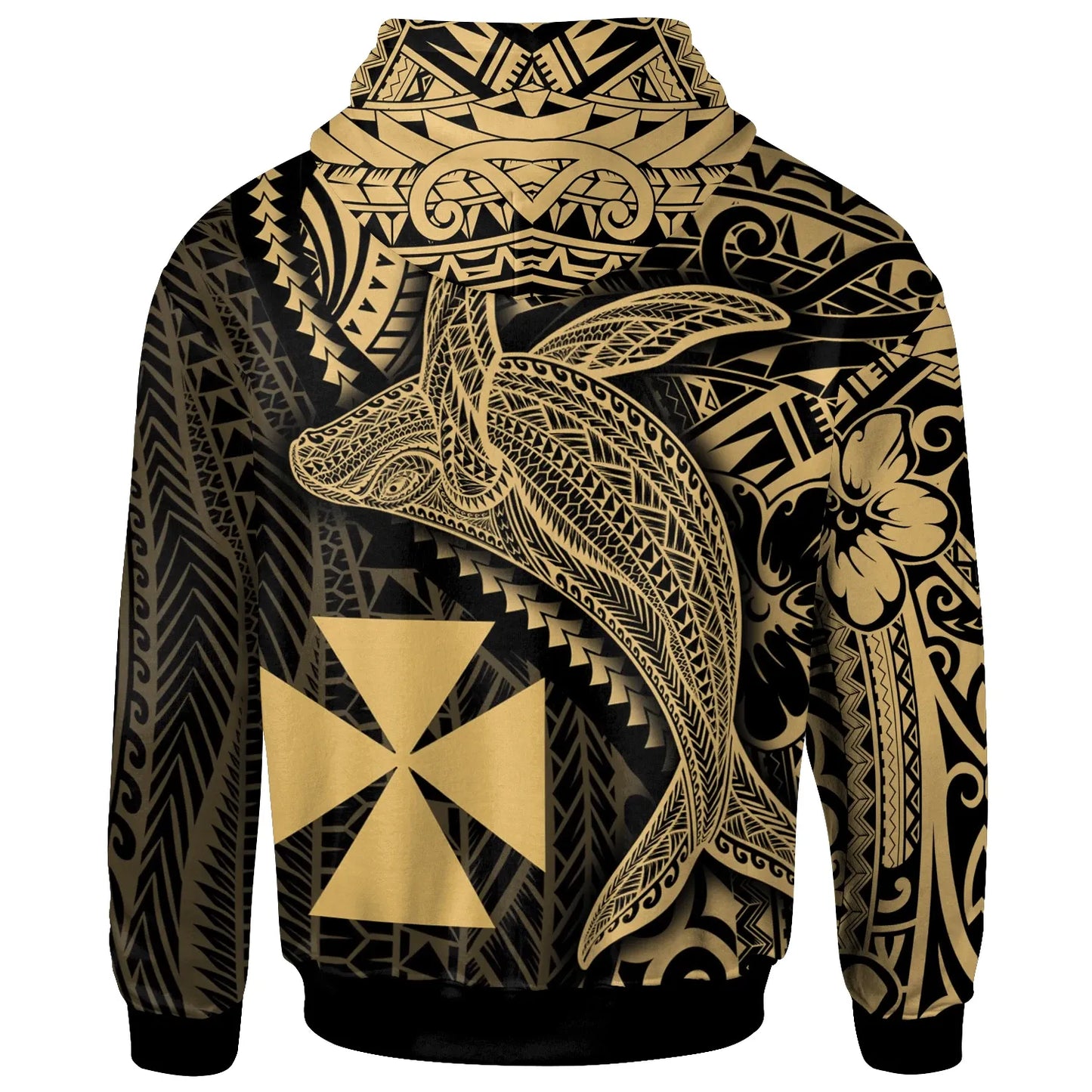 Wallis and Futuna Hoodie - Humpback Whale & Coat of Arms Gold