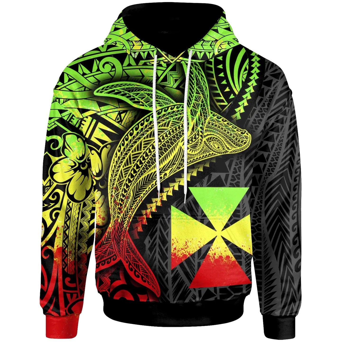 Wallis and Futuna Hoodie - Humpback Whale & Coat of Arms Reggae