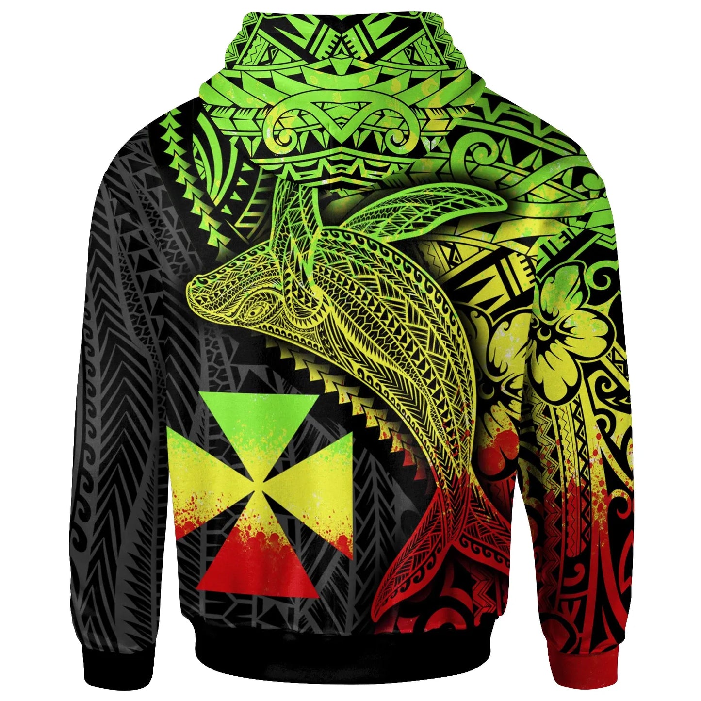Wallis and Futuna Hoodie - Humpback Whale & Coat of Arms Reggae