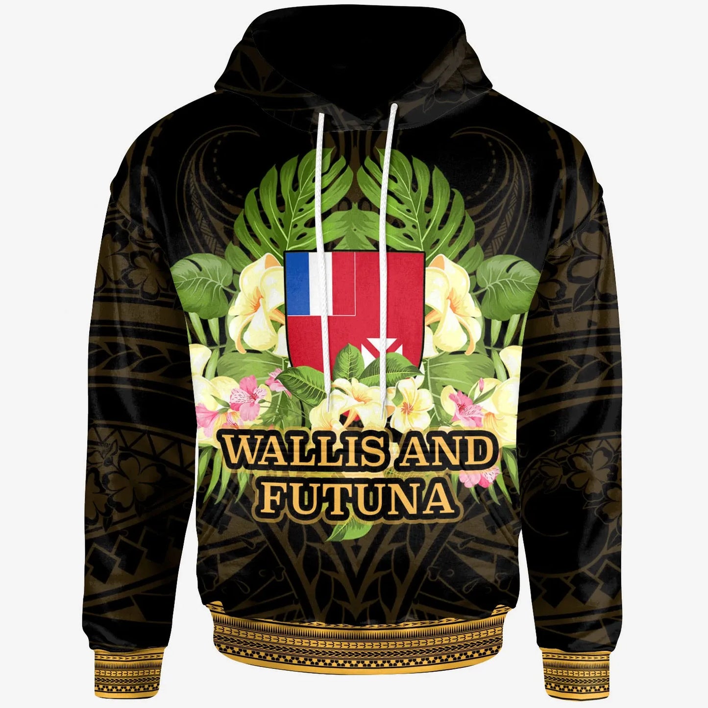 Wallis and Futuna Hoodie - Polynesian Gold Patterns Collection