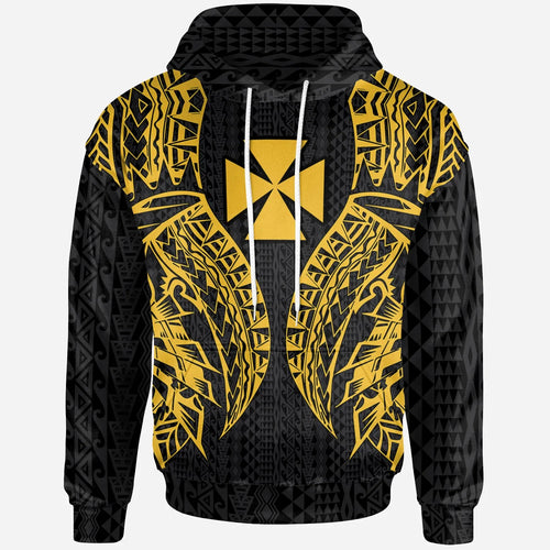 Wallis And Futuna Hoodie - Polynesian Lion Head Gold Style