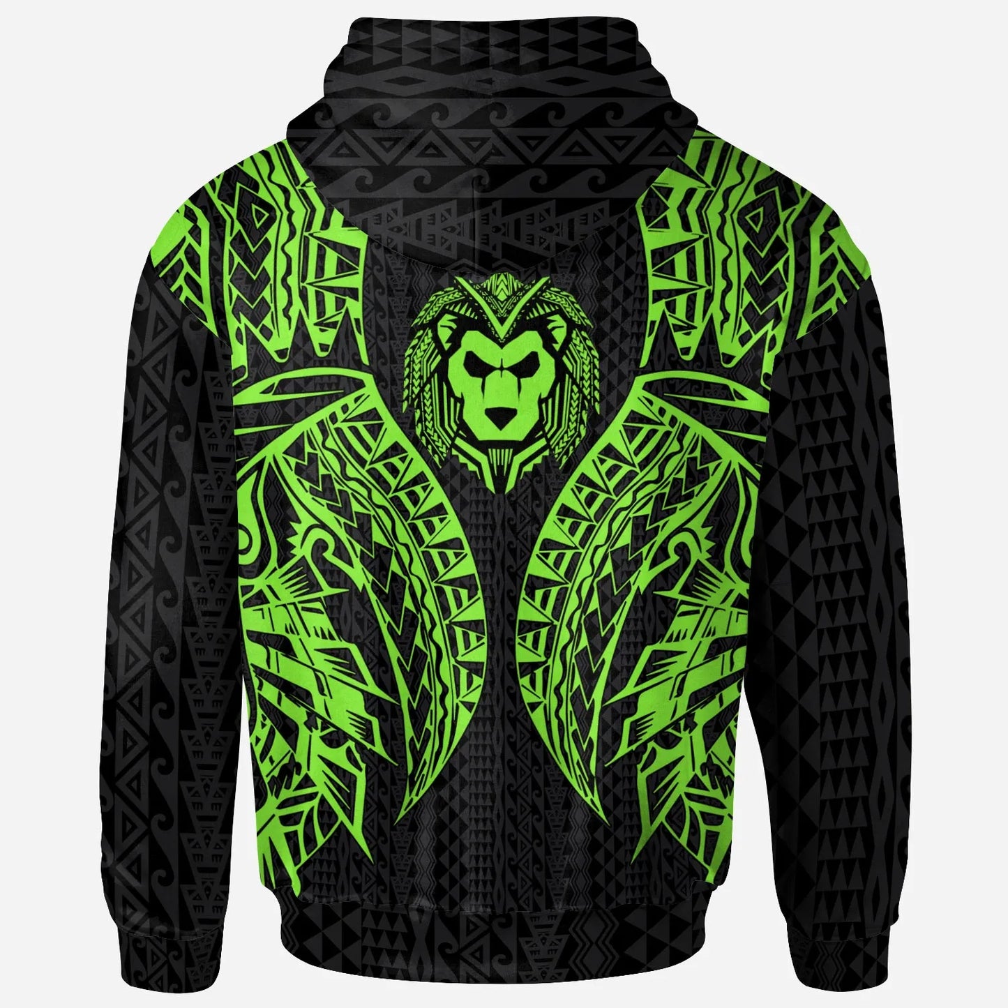 Wallis And Futuna Hoodie - Polynesian Lion Head Green Style