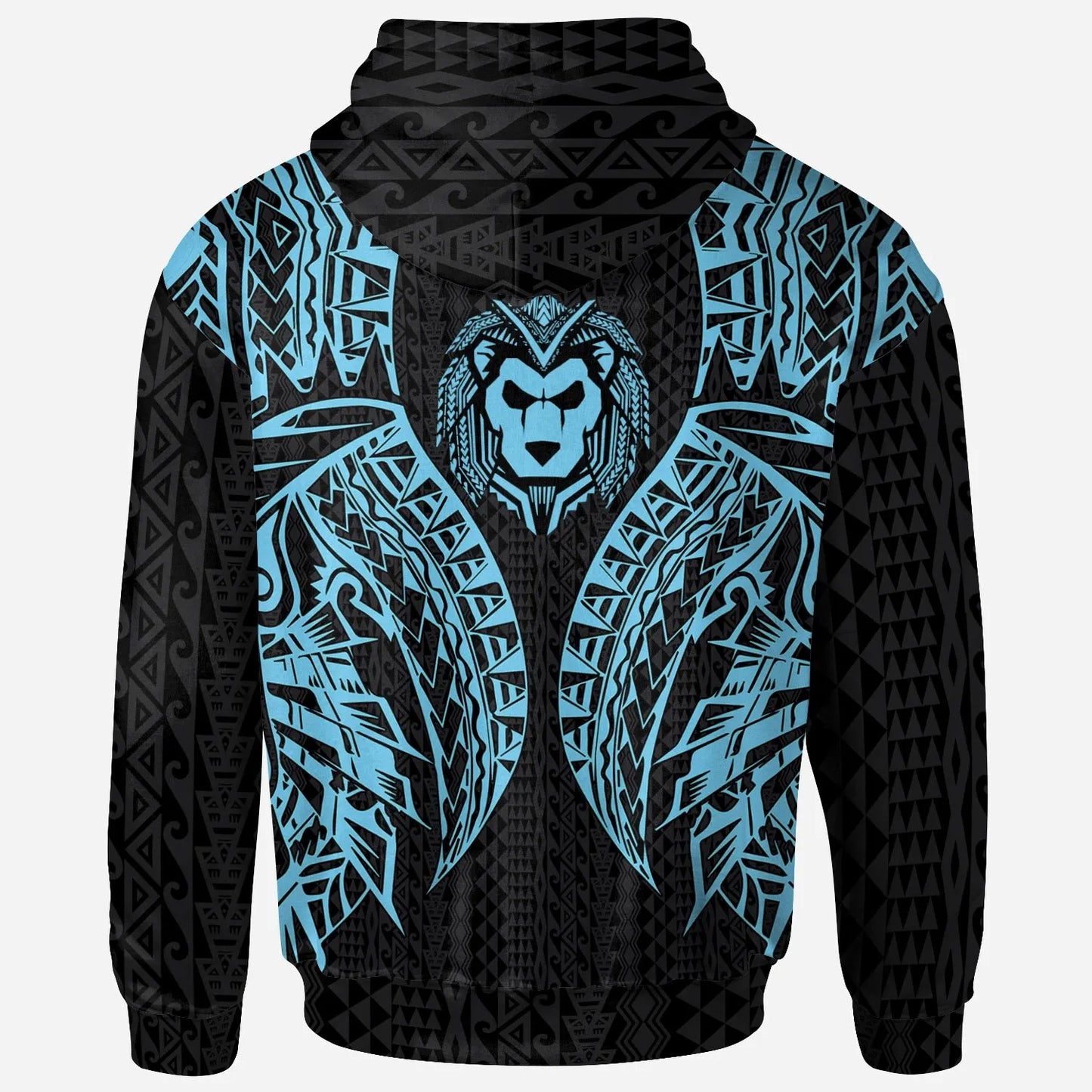 Wallis And Futuna Hoodie - Polynesian Lion Head Neon Style