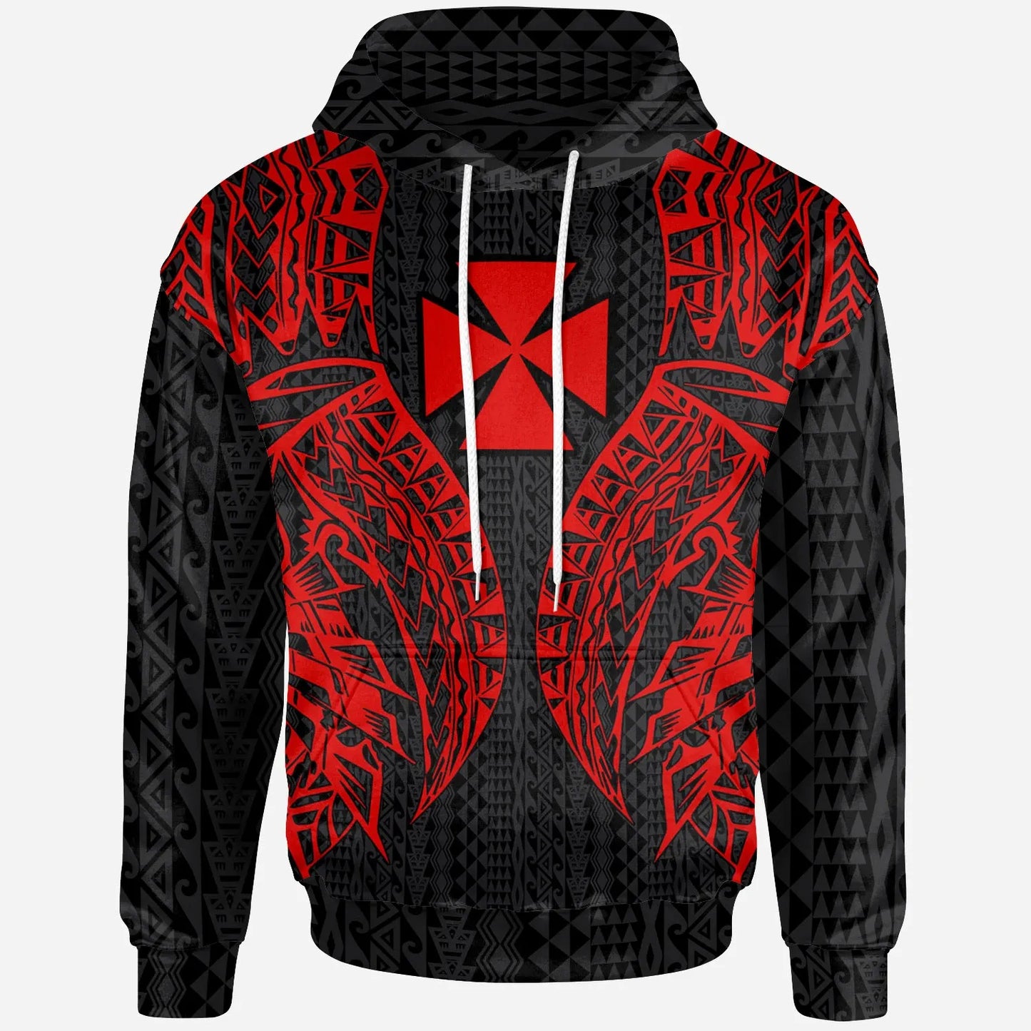 Wallis'nd Futuna Hoodie - Polynesian Lion Head Red Style