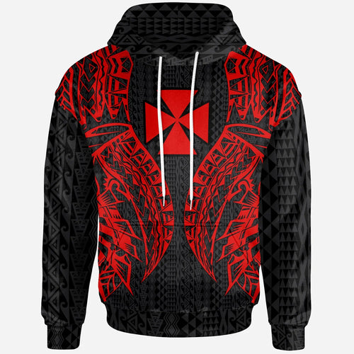 Wallis'nd Futuna Hoodie - Polynesian Lion Head Red Style