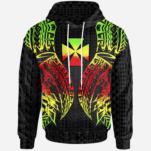 Wallis And Futuna Hoodie - Polynesian Lion Head Reggae Style