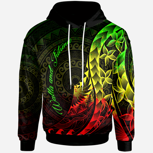 Wallis and Futuna Hoodie - Polynesian Pattern Style Reggae Color