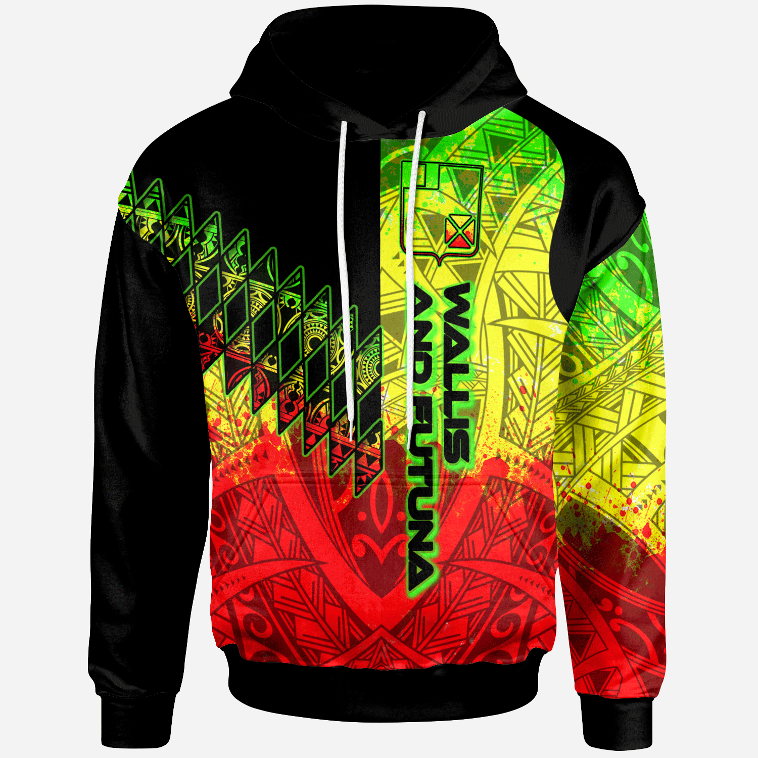 Wallis and Futuna Hoodie - Reggage Color Symmetry Style