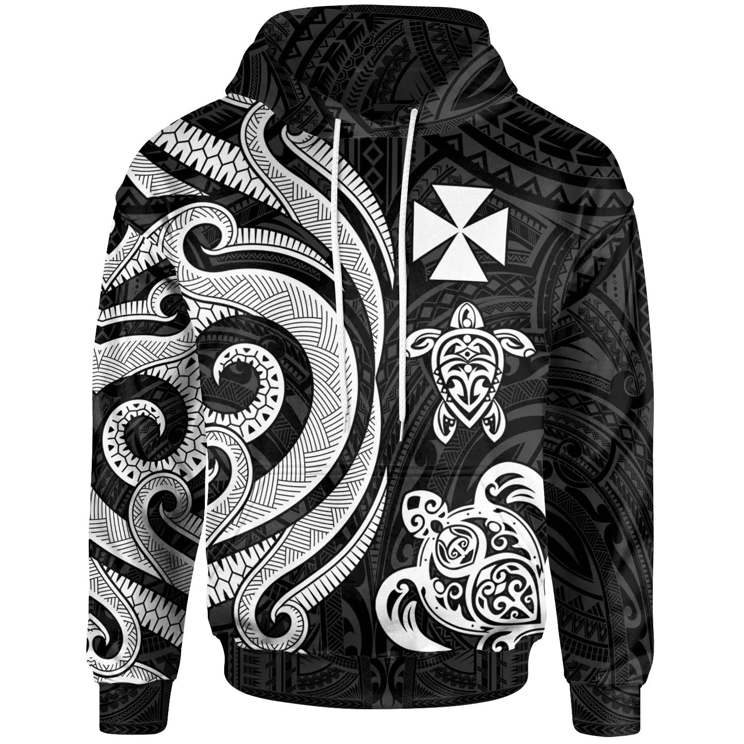 Wallis and Futuna Hoodie - White Tentacle Turtle
