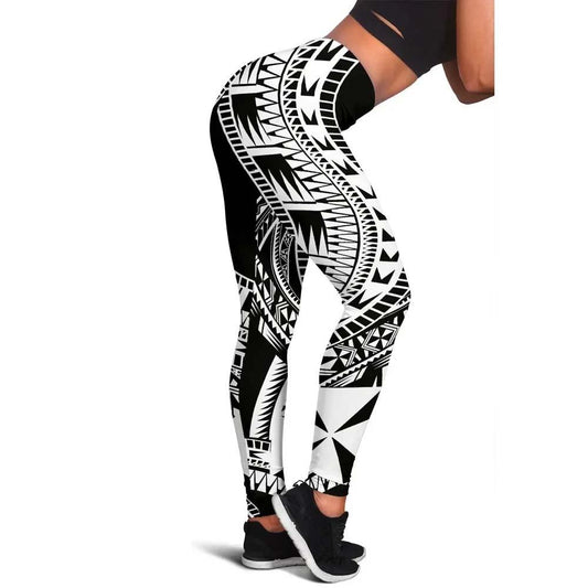 Wallis And Futuna Legging Polynesian Pattern Black