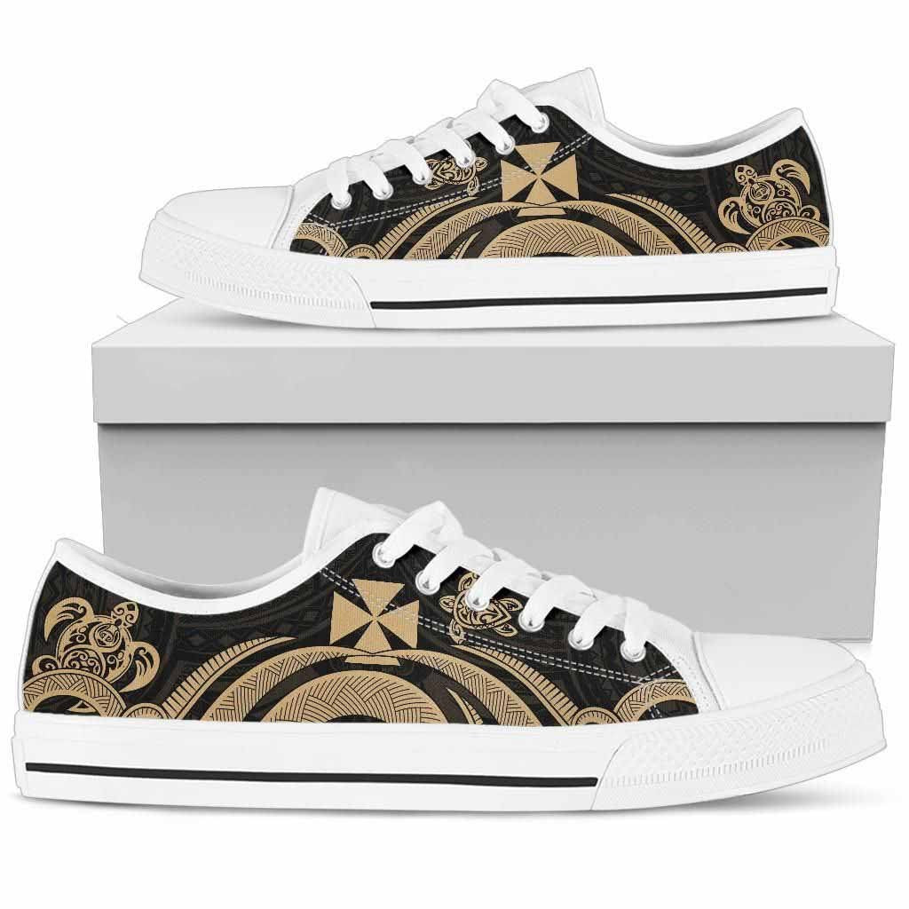 Wallis and Futuna Low Top Canvas Shoes - Gold Tentacle Turtle
