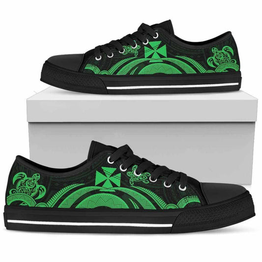 Wallis and Futuna Low Top Canvas Shoes - Green Tentacle Turtle