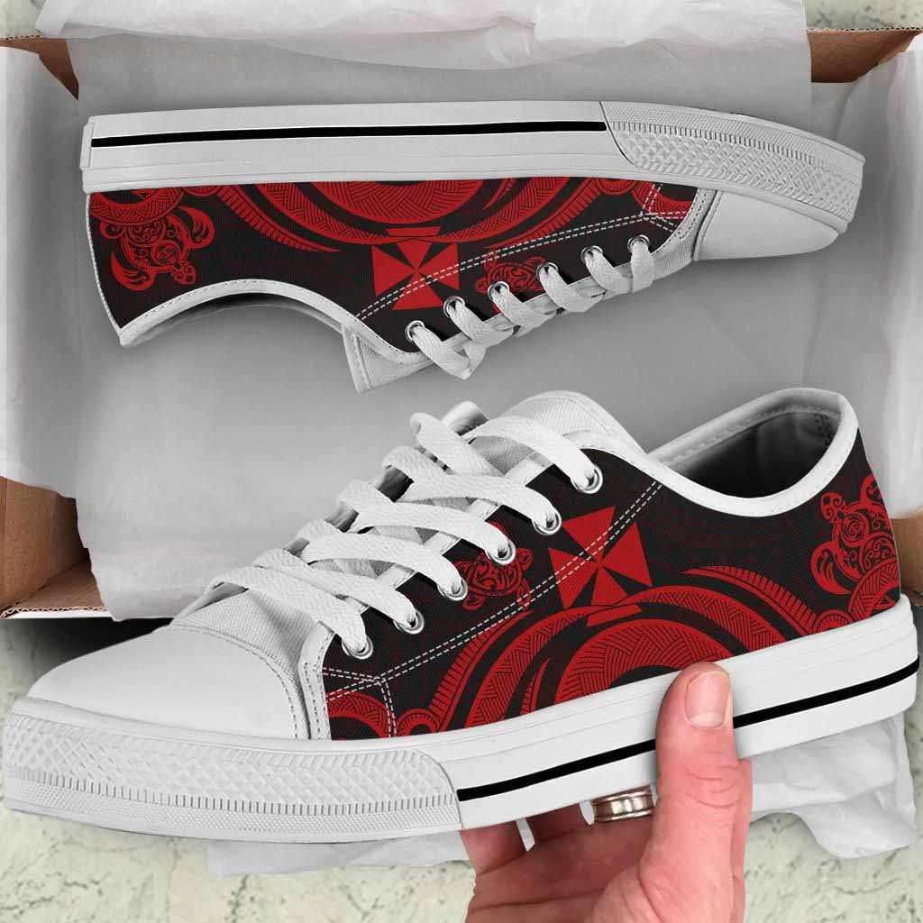 Wallis and Futuna Low Top Canvas Shoes - Red Tentacle Turtle