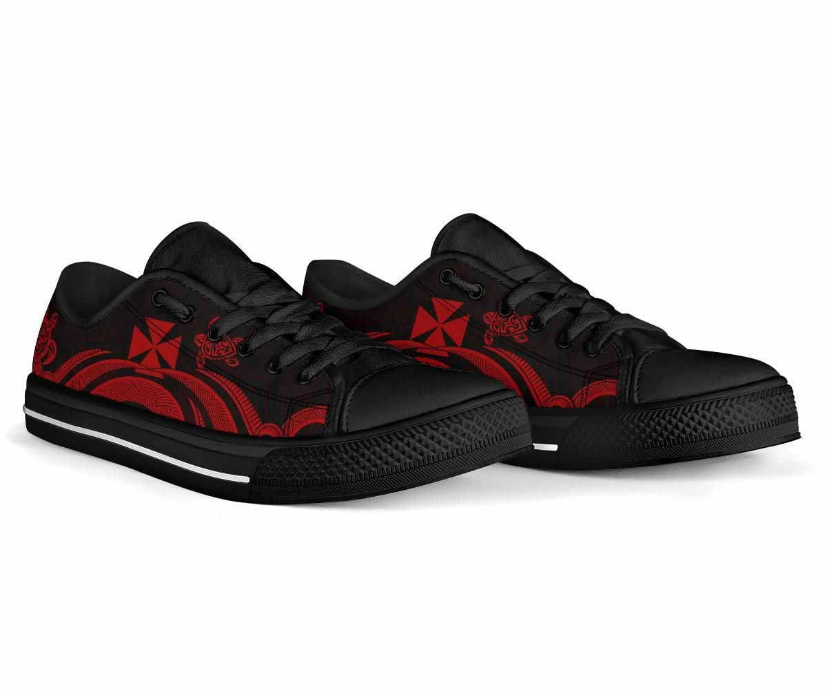 Wallis and Futuna Low Top Canvas Shoes - Red Tentacle Turtle