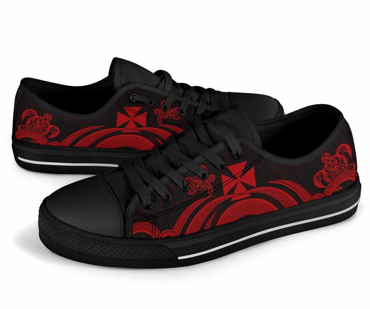 Wallis and Futuna Low Top Canvas Shoes - Red Tentacle Turtle