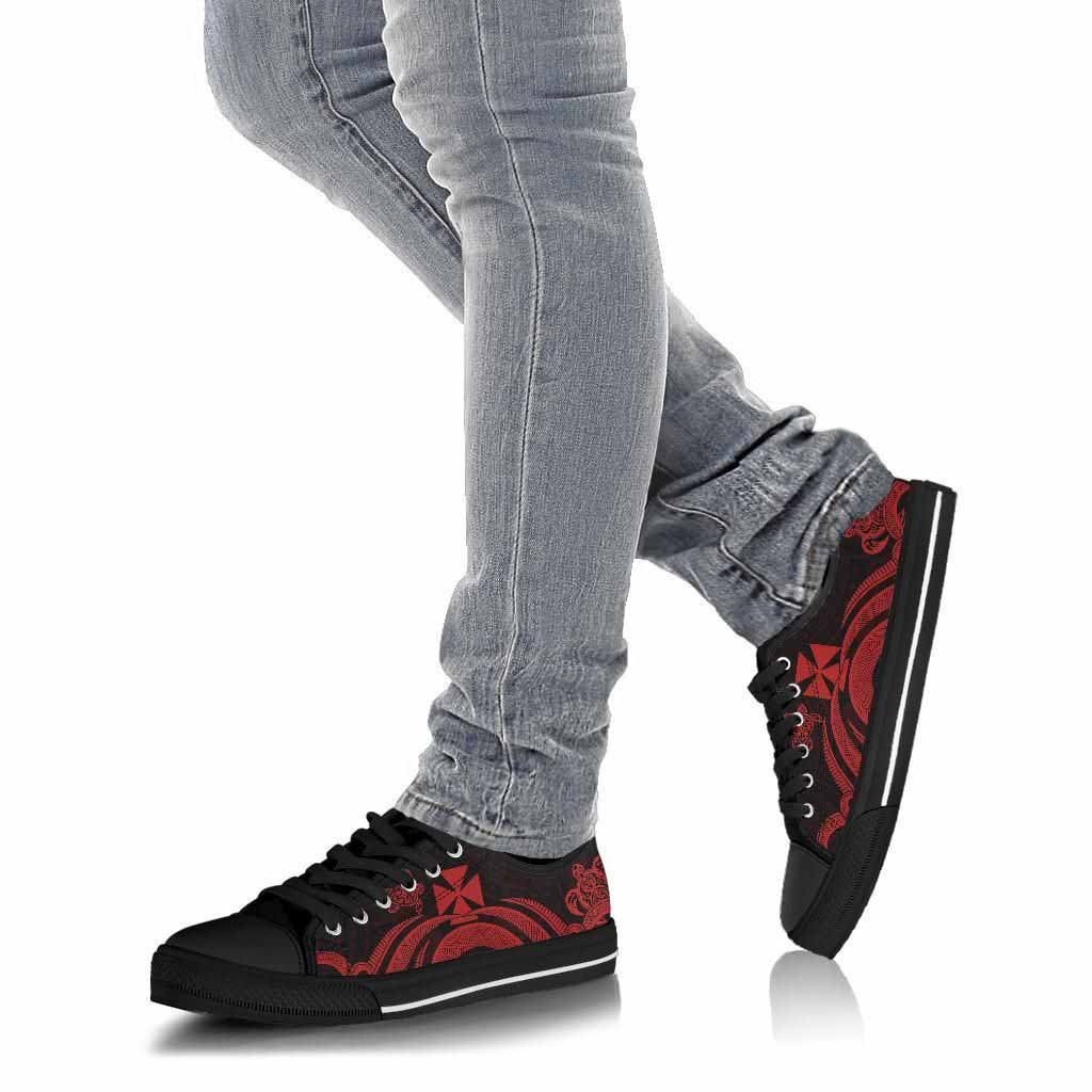 Wallis and Futuna Low Top Canvas Shoes - Red Tentacle Turtle