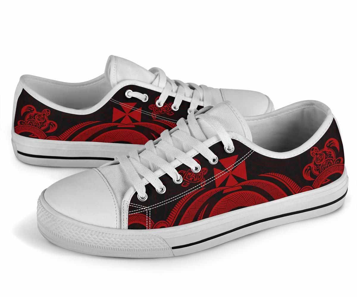 Wallis and Futuna Low Top Canvas Shoes - Red Tentacle Turtle