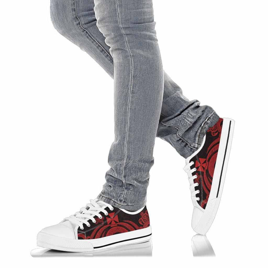 Wallis and Futuna Low Top Canvas Shoes - Red Tentacle Turtle