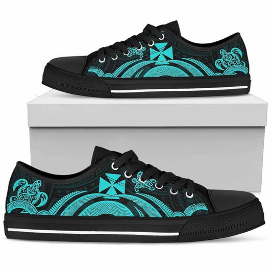 Wallis and Futuna Low Top Canvas Shoes - Turquoise Tentacle Turtle