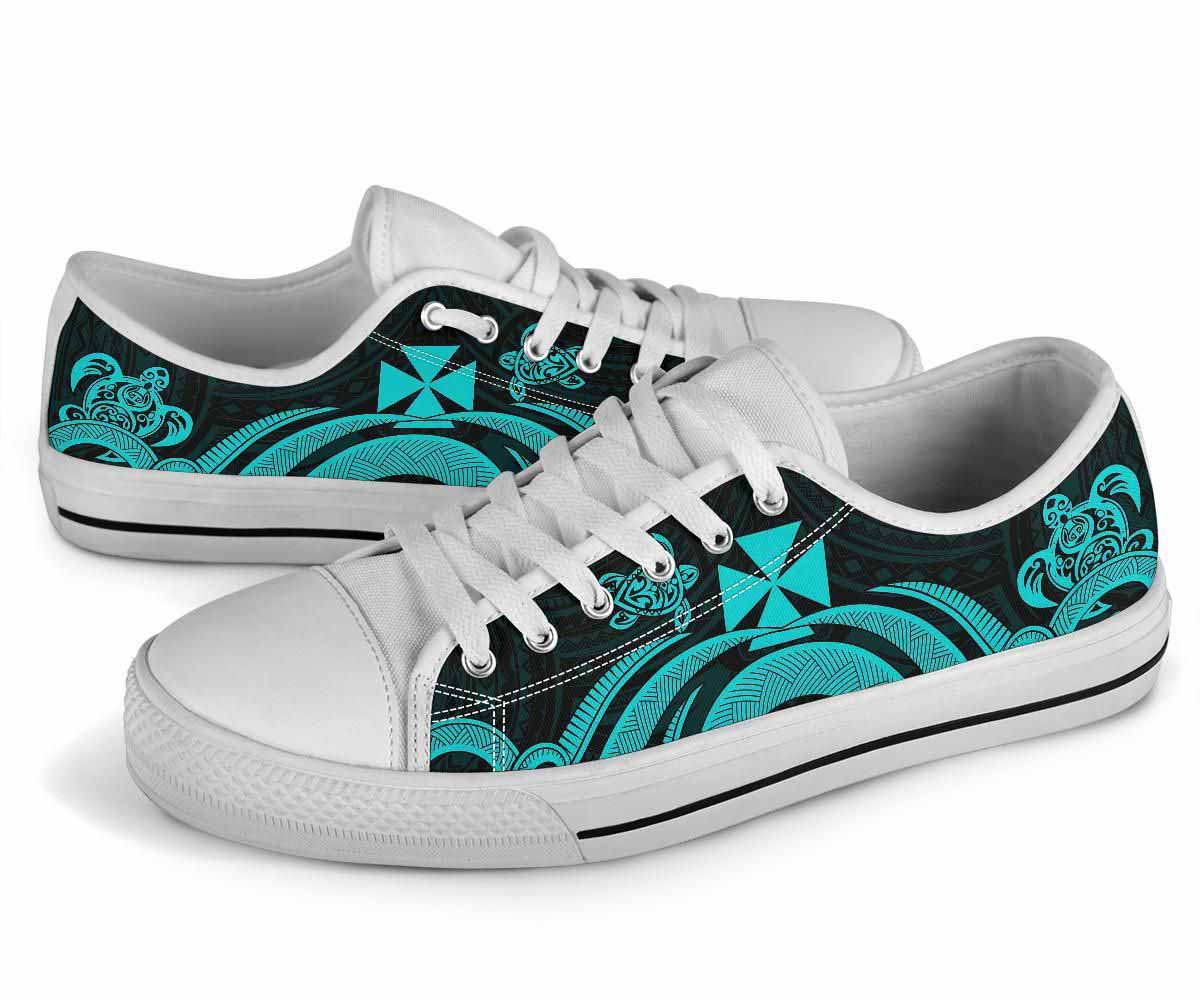 Wallis and Futuna Low Top Canvas Shoes - Turquoise Tentacle Turtle