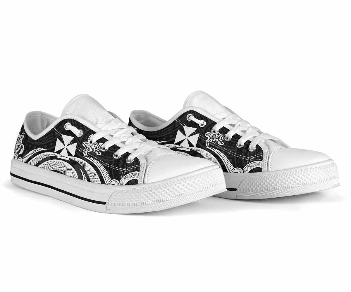 Wallis and Futuna Low Top Canvas Shoes - White Tentacle Turtle