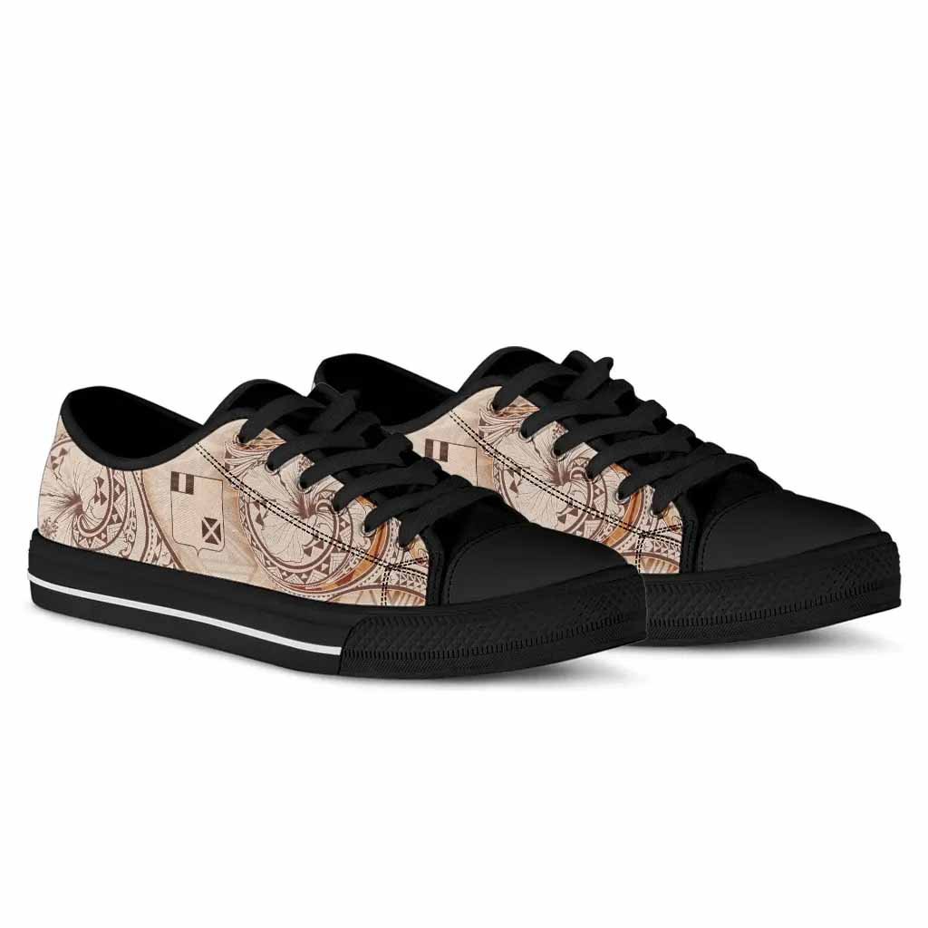 Wallis and Futuna Low Top Shoes - Hibiscus Flowers Vintage Style