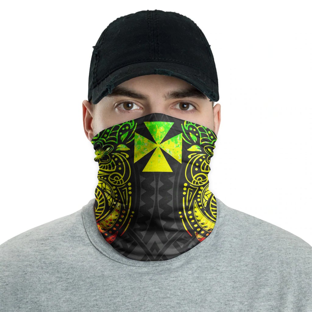 Wallis And Futuna Neck Gaiter - Floral Tattoo Reggae