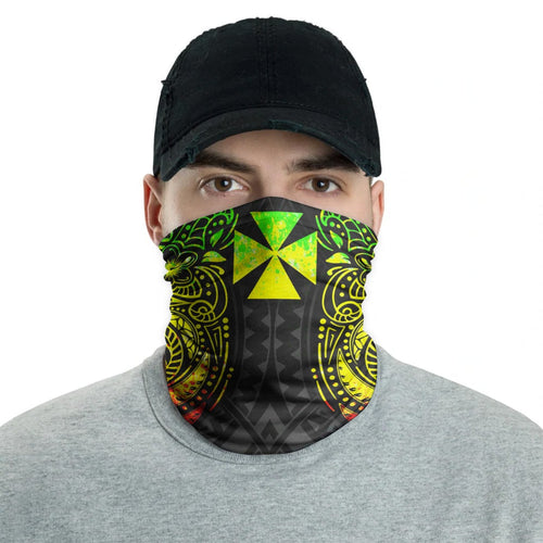 Wallis And Futuna Neck Gaiter - Floral Tattoo Reggae