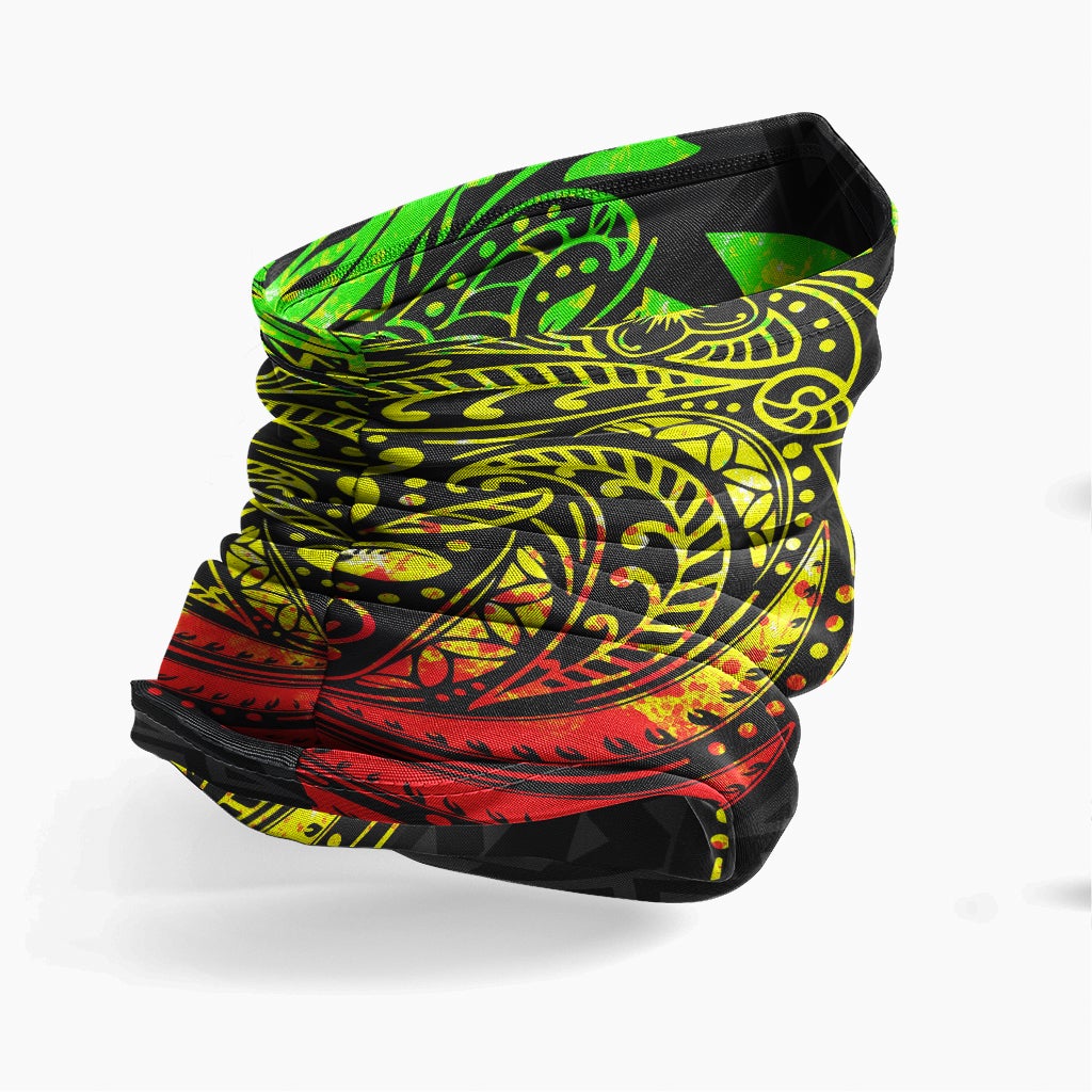 Wallis And Futuna Neck Gaiter - Floral Tattoo Reggae