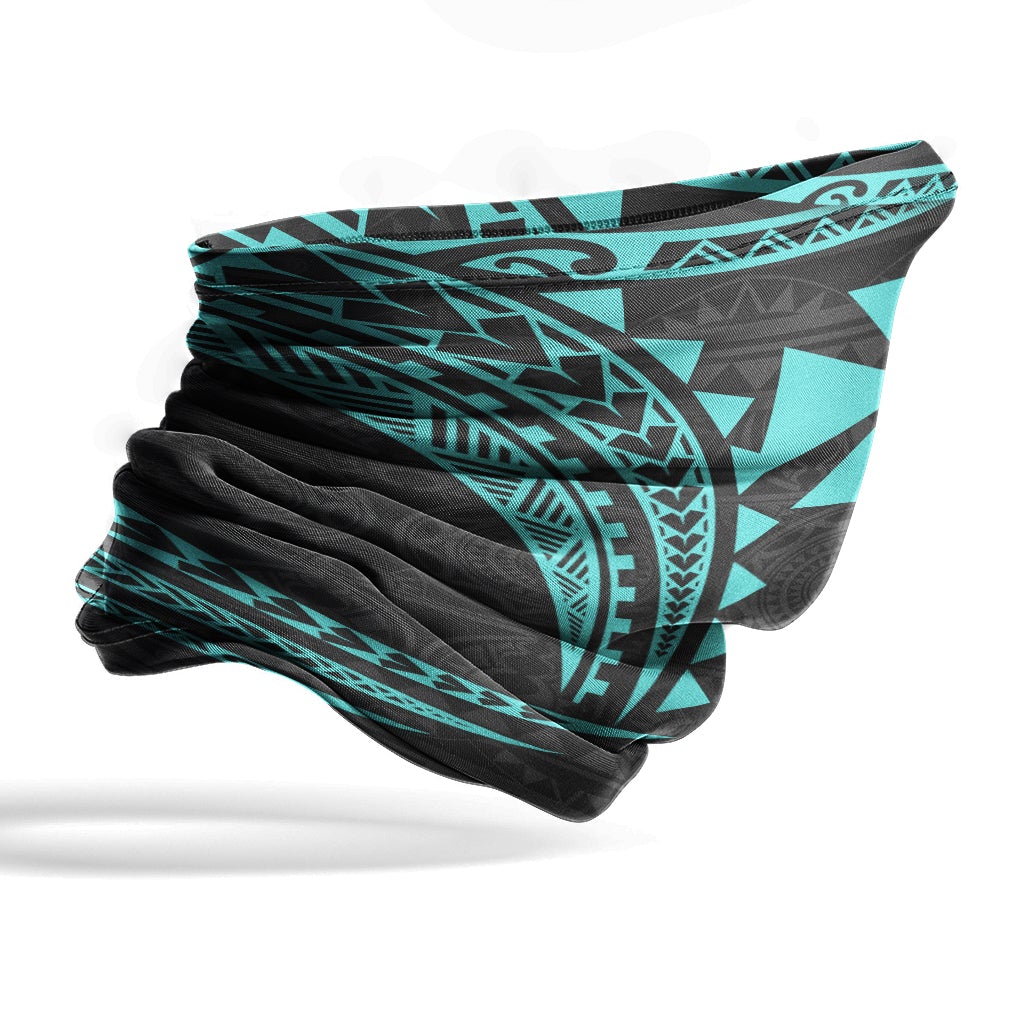 Wallis And Futuna Neck Gaiter - Tribal Pattern Turquoise