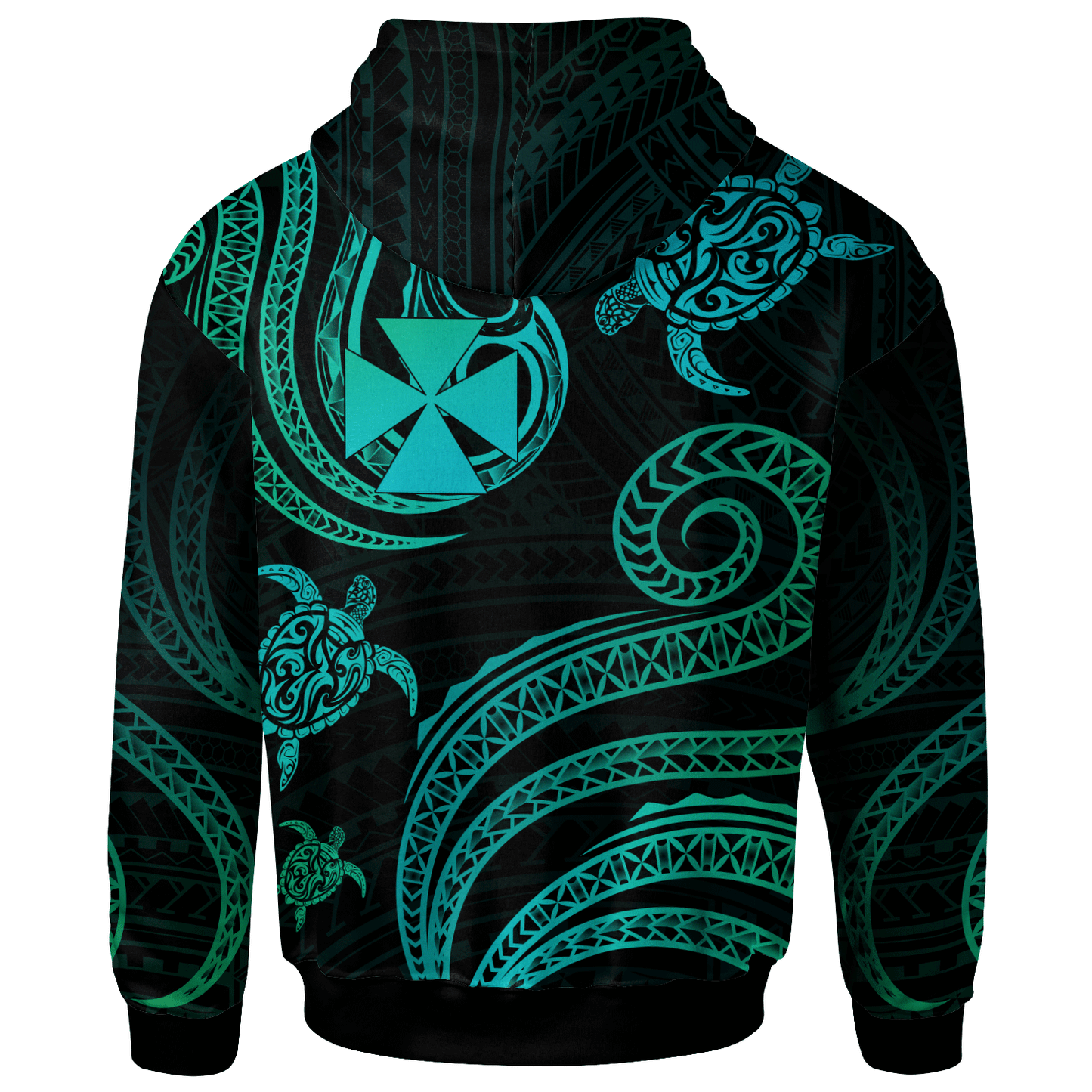 Wallis and Futuna Personalised Custom Hoodie - Polynesian Turtle With Pattern