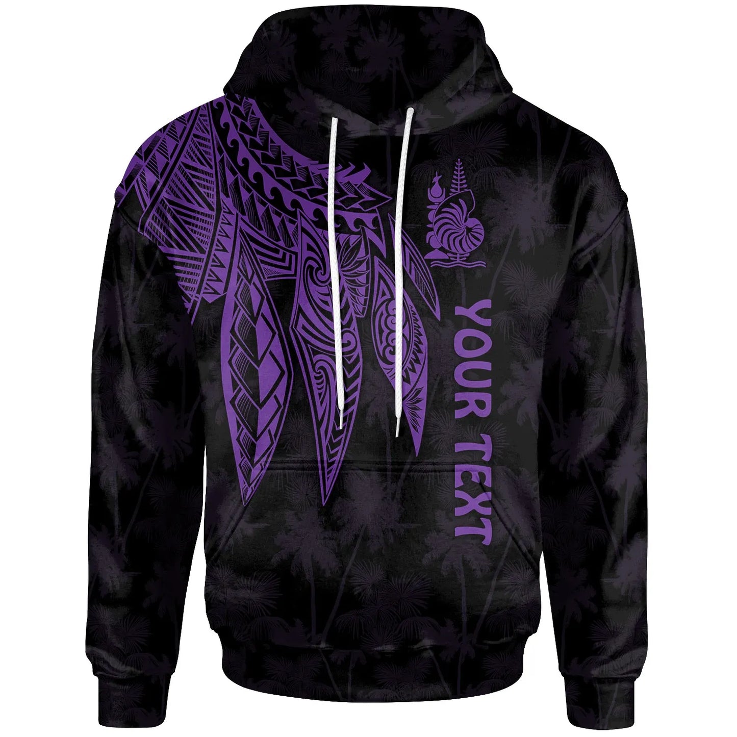 Wallis and Futuna Personalised Hoodie - Polynesian Wings Purple