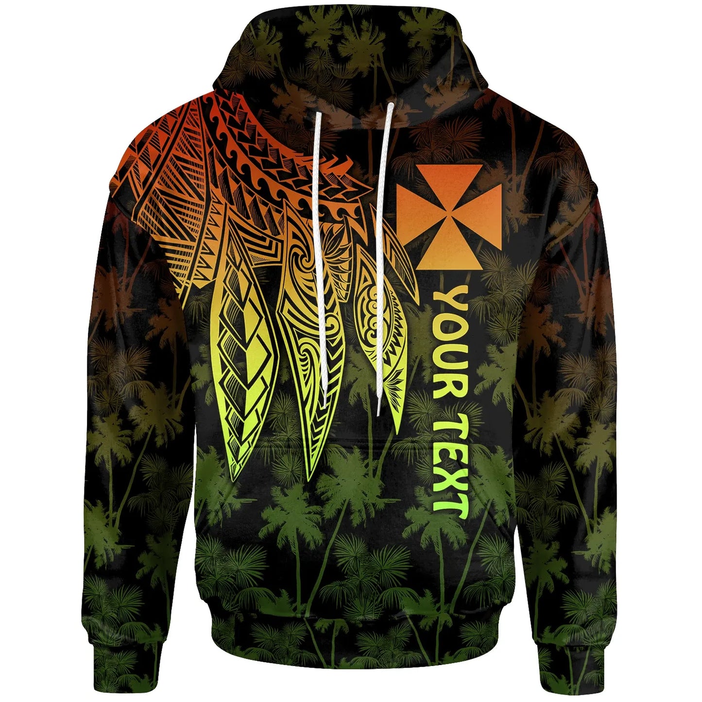 Wallis and Futuna Personalised Hoodie - Polynesian Wings Reggae