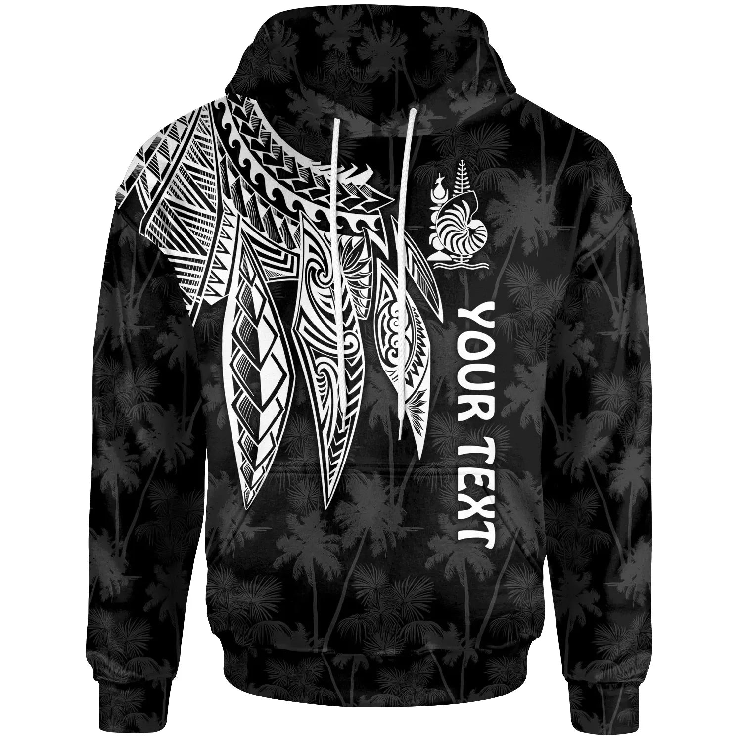 Wallis and Futuna Personalised Hoodie - Polynesian Wings White