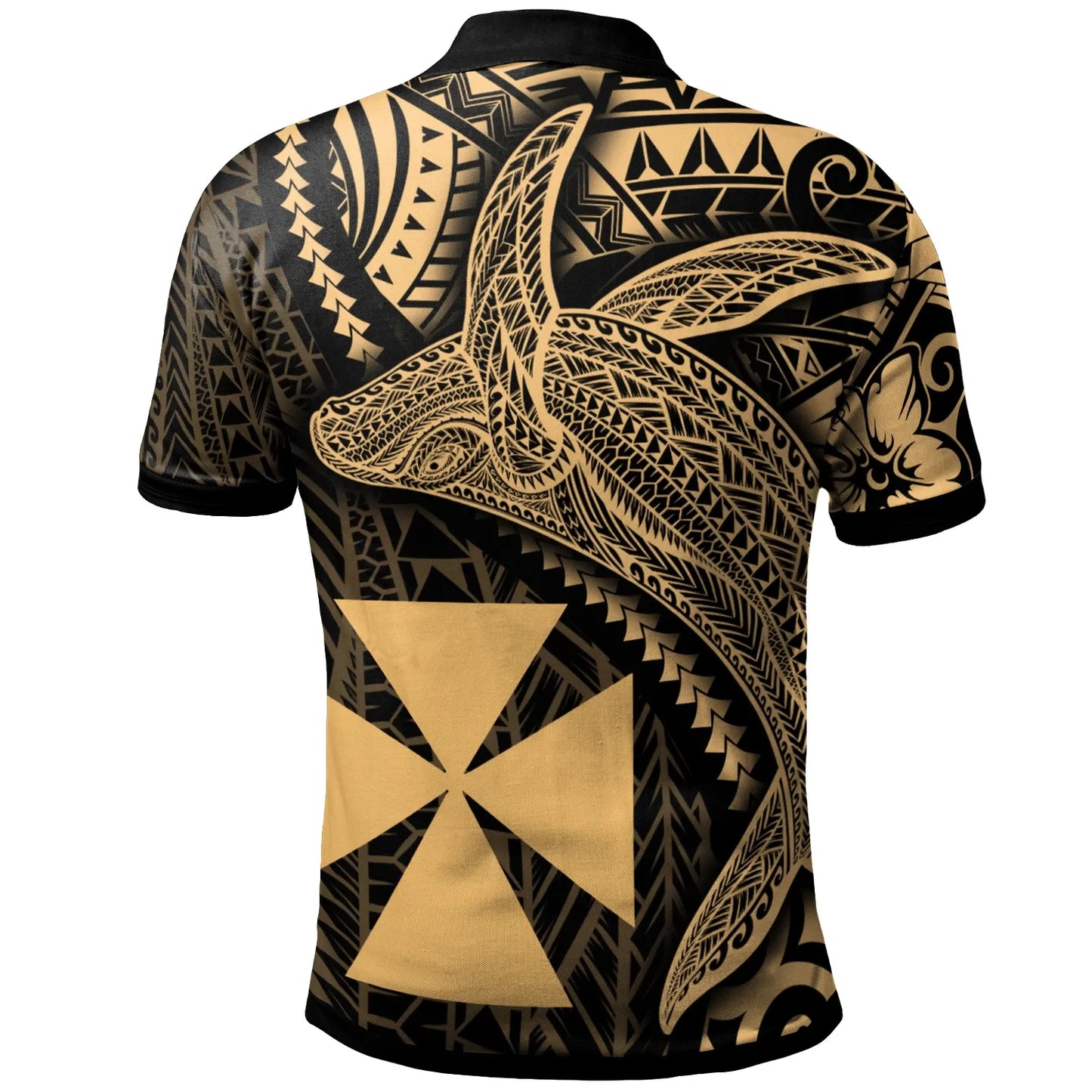 Wallis and Futuna Polo Shirt - Humpback Whale & Coat of Arms Gold
