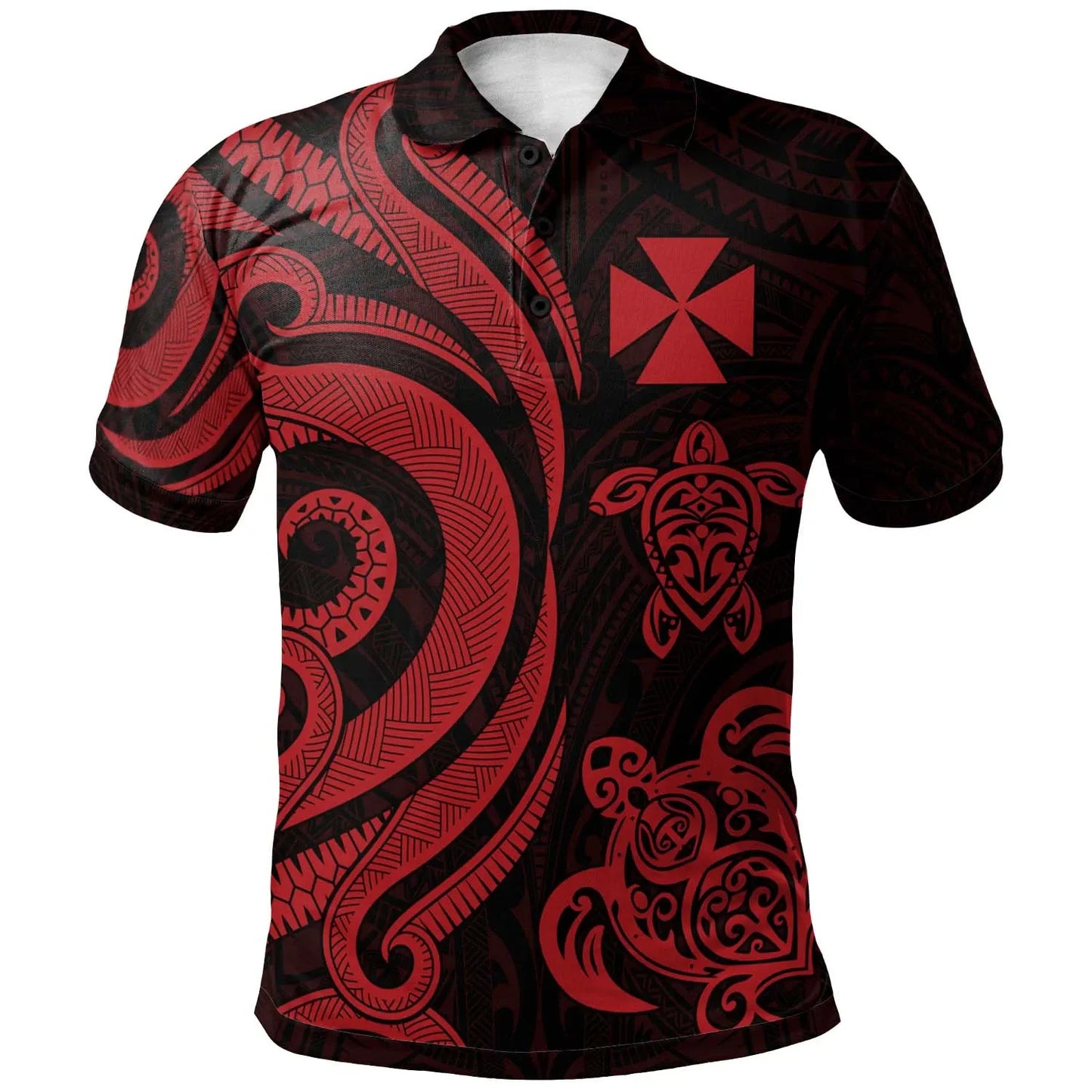 Wallis and Futuna Polo Shirt - Red Tentacle Turtle