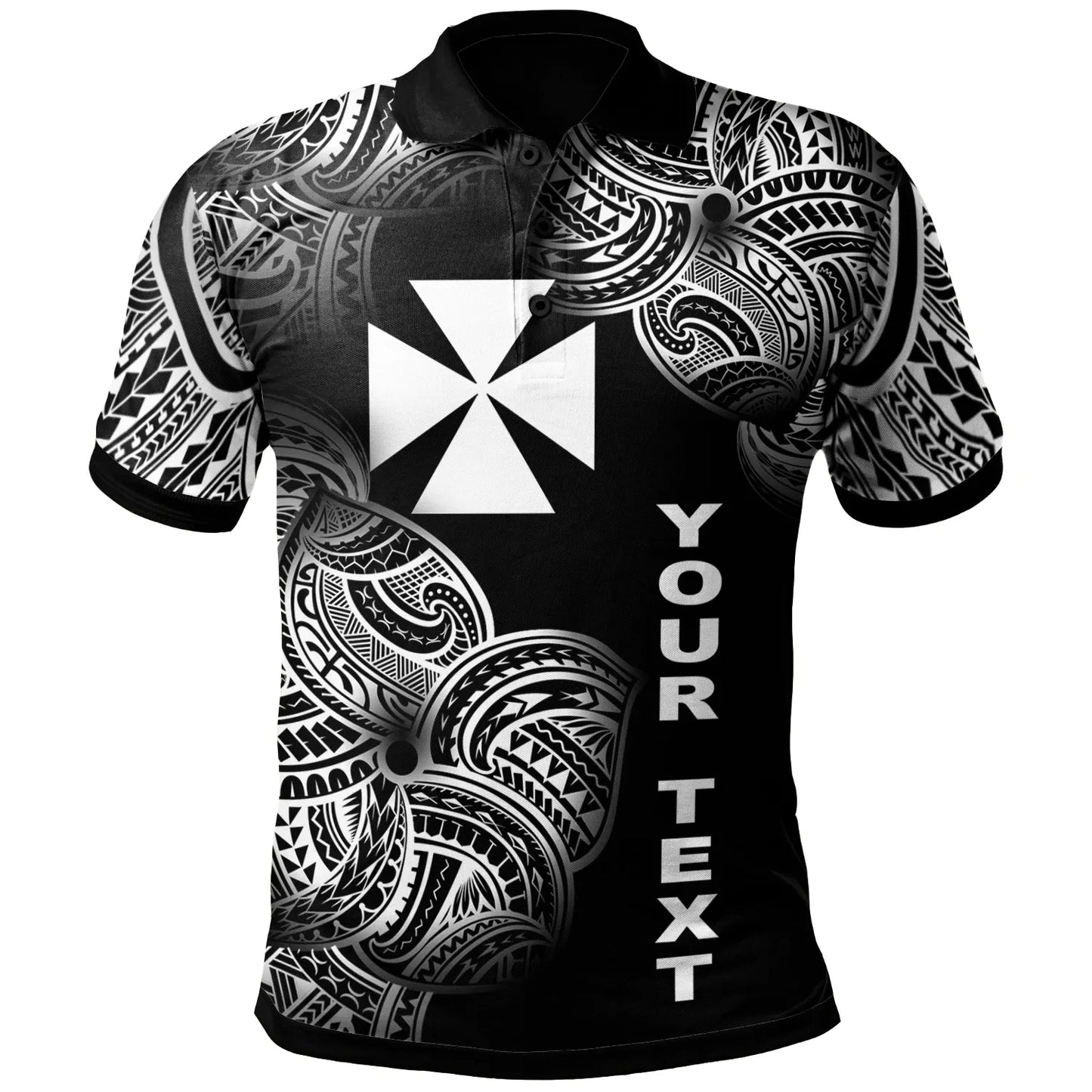 Wallis And Futuna Polynesia Custom Personalized Polo Shirt - Wallis And Futuna Tribal Flower White