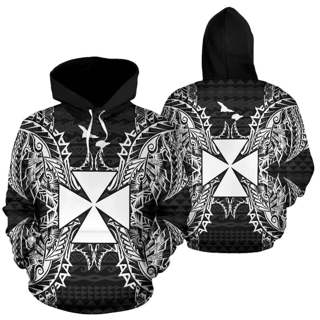 Wallis nd Futuna Polynesian ll Over Hoodie Map Black