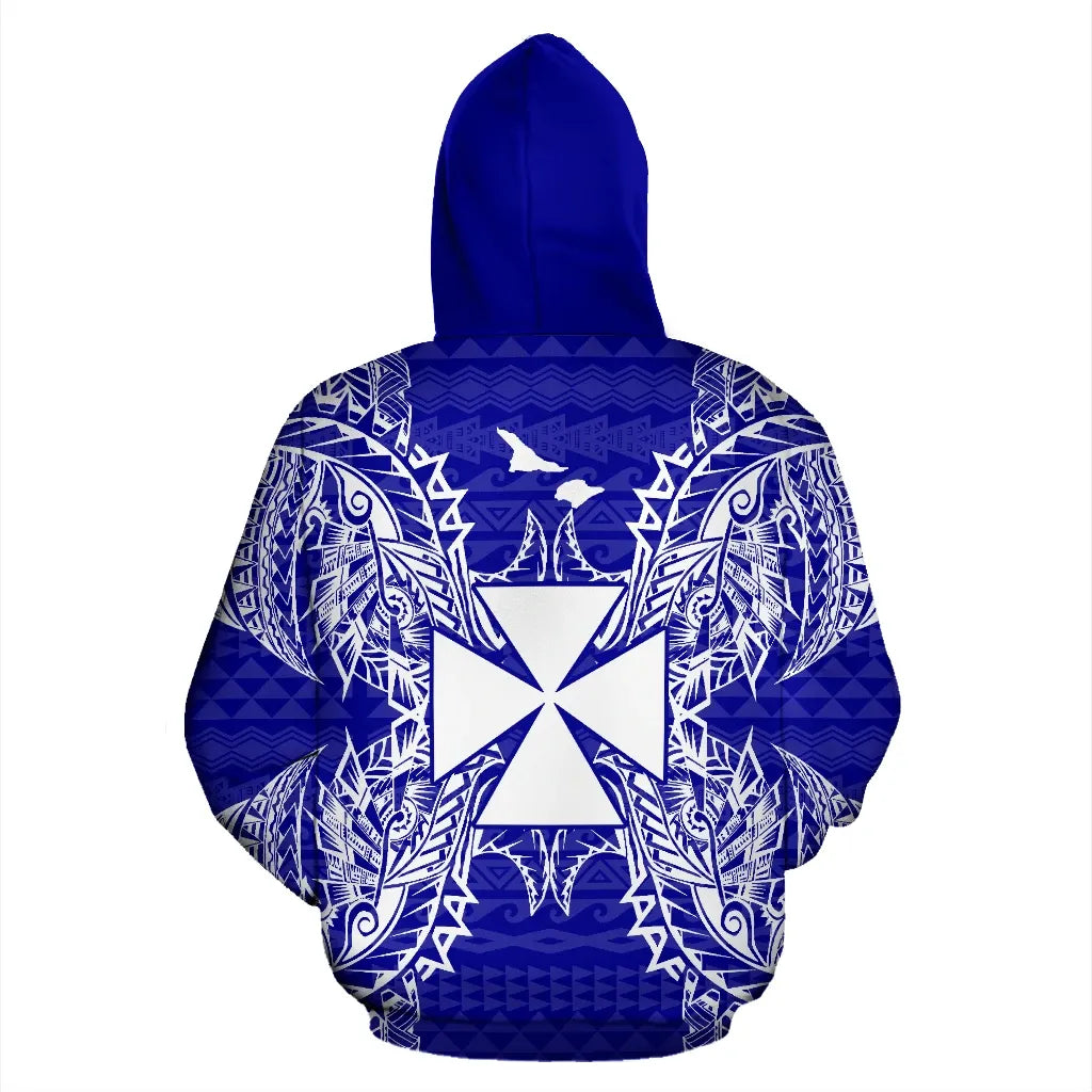 Wallis And Futuna Polynesian All Over Hoodie Map Blue