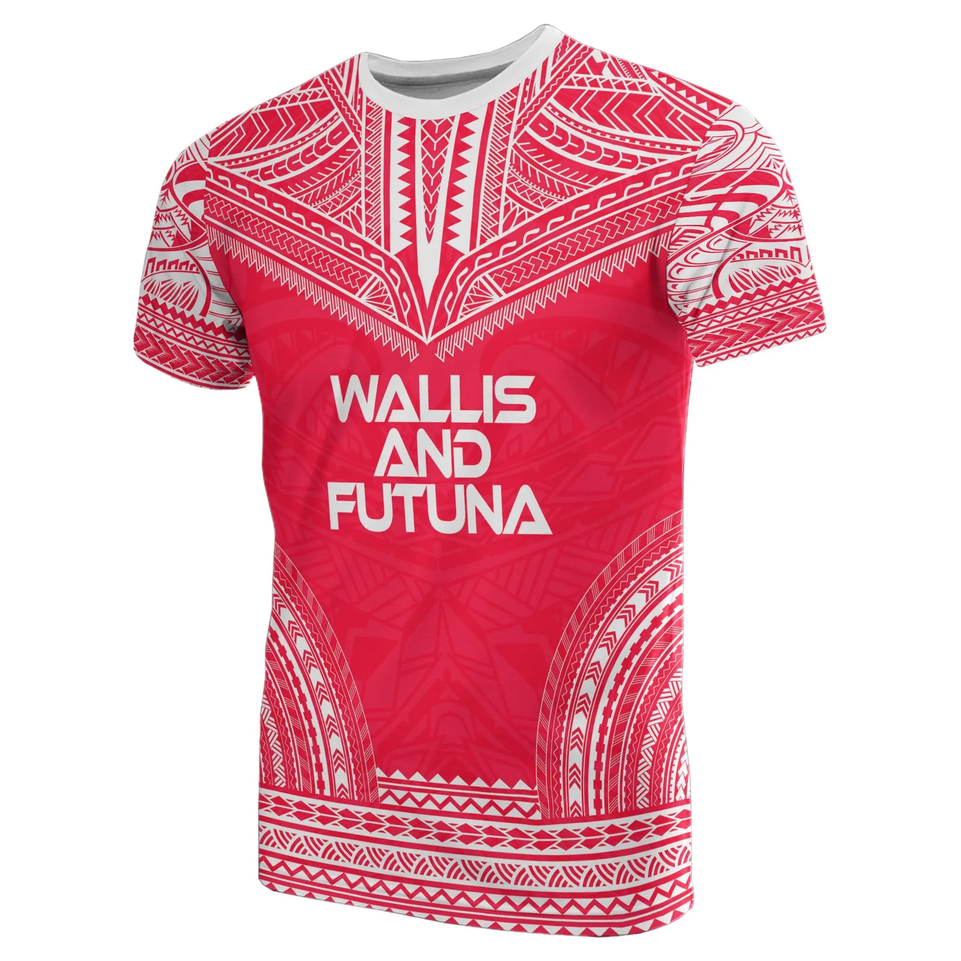 Wallis And Futuna All Over T-Shirt - Wallis And Futuna Coat Of Arms Polynesian Tattoo Style Red Version