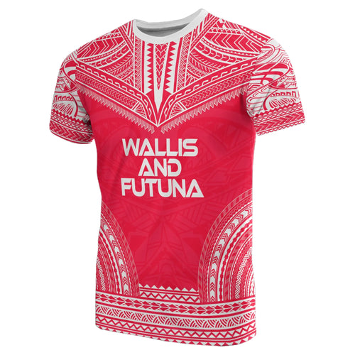 Wallis And Futuna All Over T-Shirt - Wallis And Futuna Coat Of Arms Polynesian Tattoo Style Red Version
