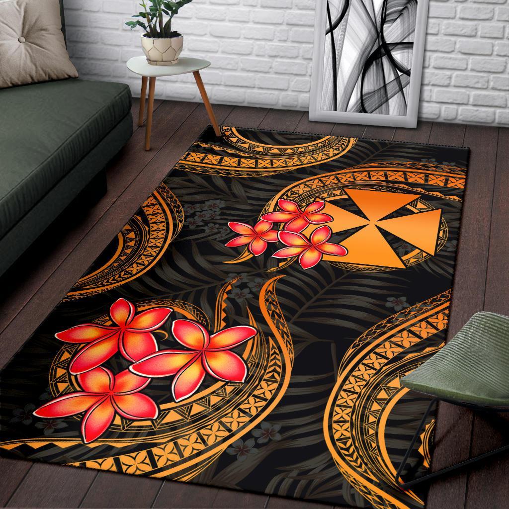 Wallis and Futuna Polynesian Area Rug - Gold Plumeria