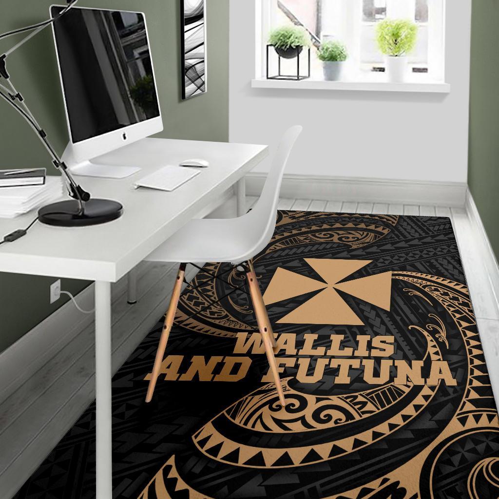 Wallis and Futuna Polynesian Area Rug - Gold Tribal Wave