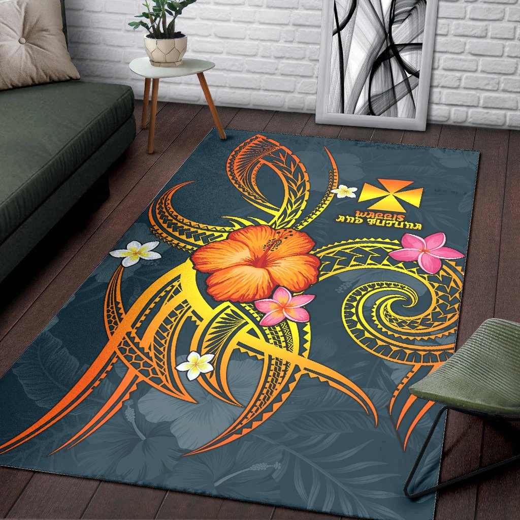 Wallis and Futuna Polynesian Area Rug - Legend of Wallis and Futuna (Blue)