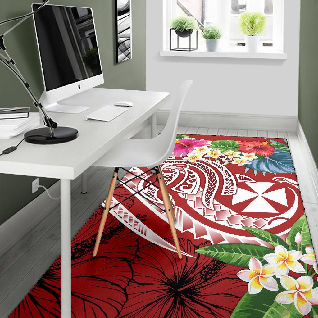 Wallis and Futuna Polynesian Area Rug - Summer Plumeria (Red)