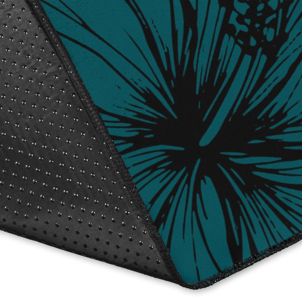 Wallis and Futuna Polynesian Area Rug - Summer Plumeria (Turquoise)