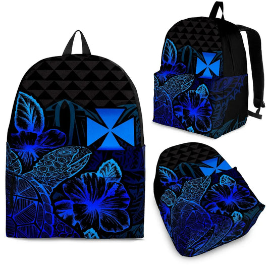 Wallis And Futuna Polynesian Backpack Turtle Hibiscus Blue