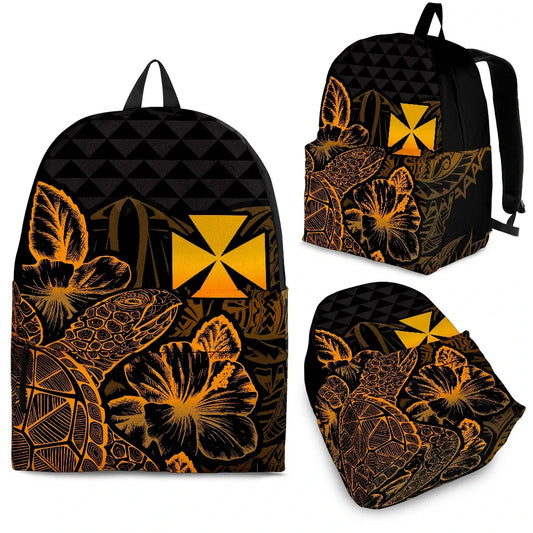 Wallis And Futuna Polynesian Backpack Turtle Hibiscus Gold