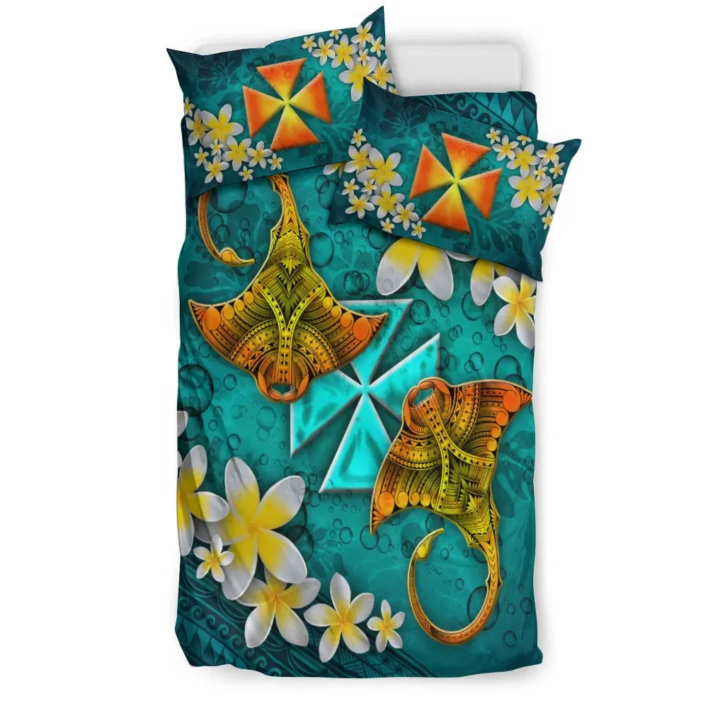 Wallis And Futuna Polynesian Bedding Set - Manta Ray Ocean