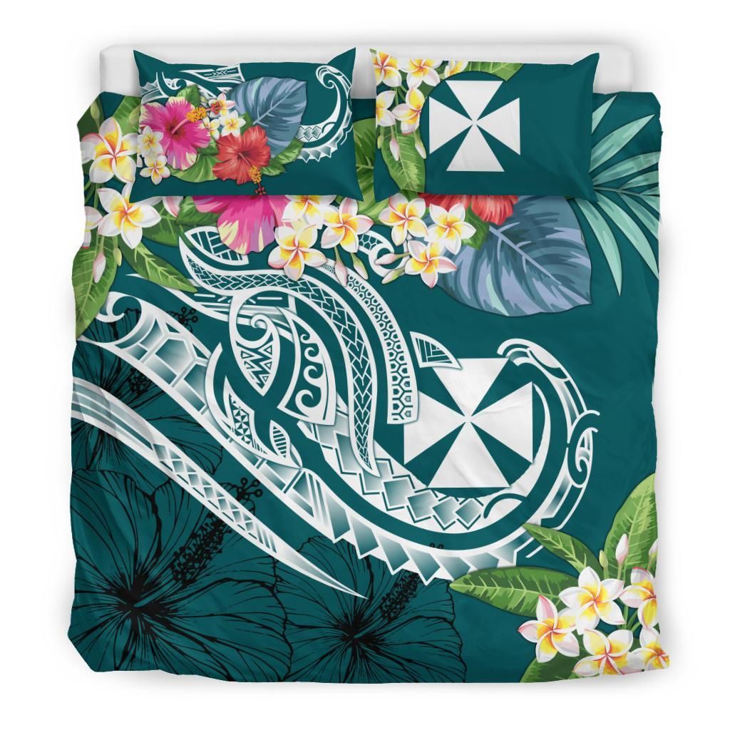 Wallis And Futuna Polynesian Bedding Set - Summer Plumeria (Turquoise)